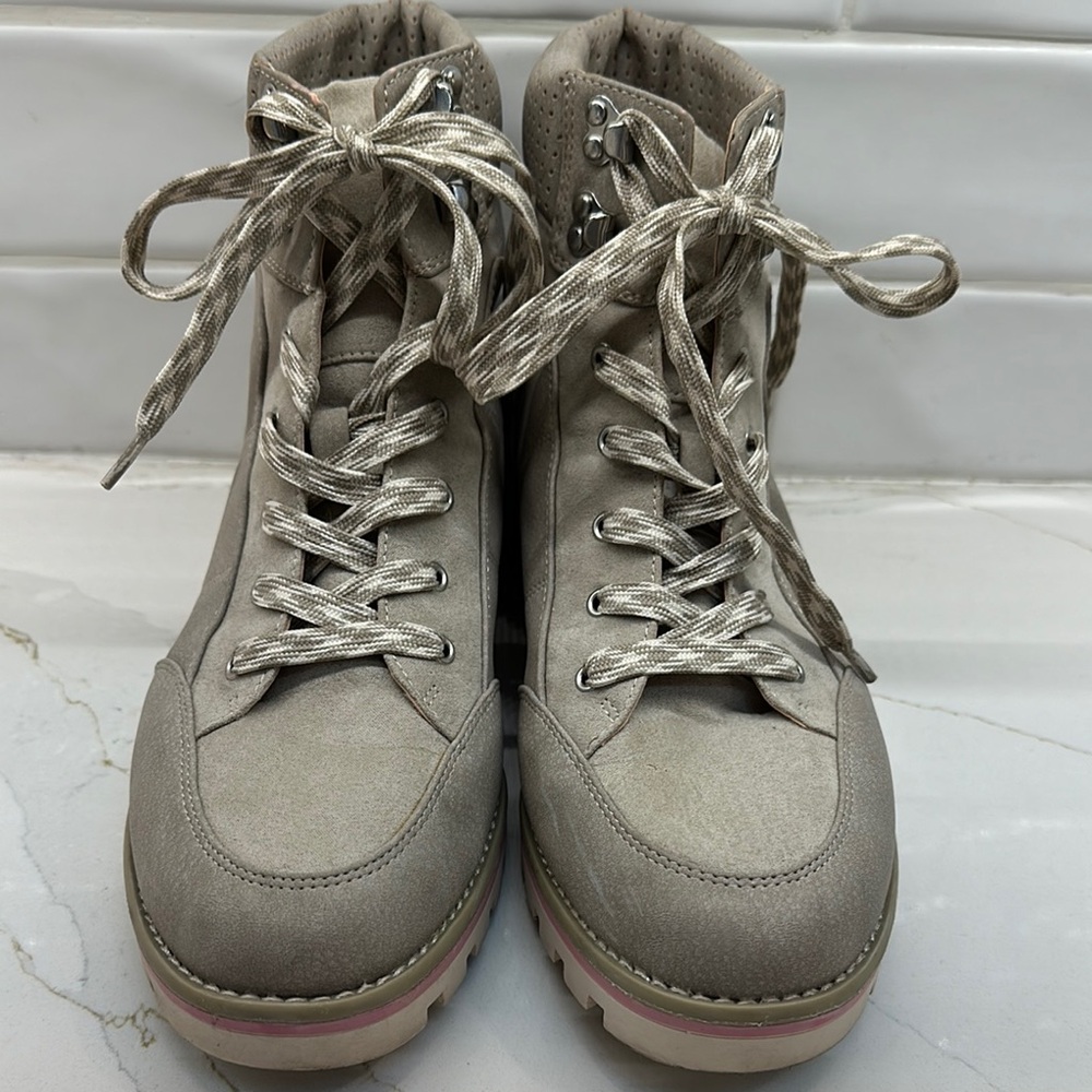 Sole Society Cream Lace Up Boots